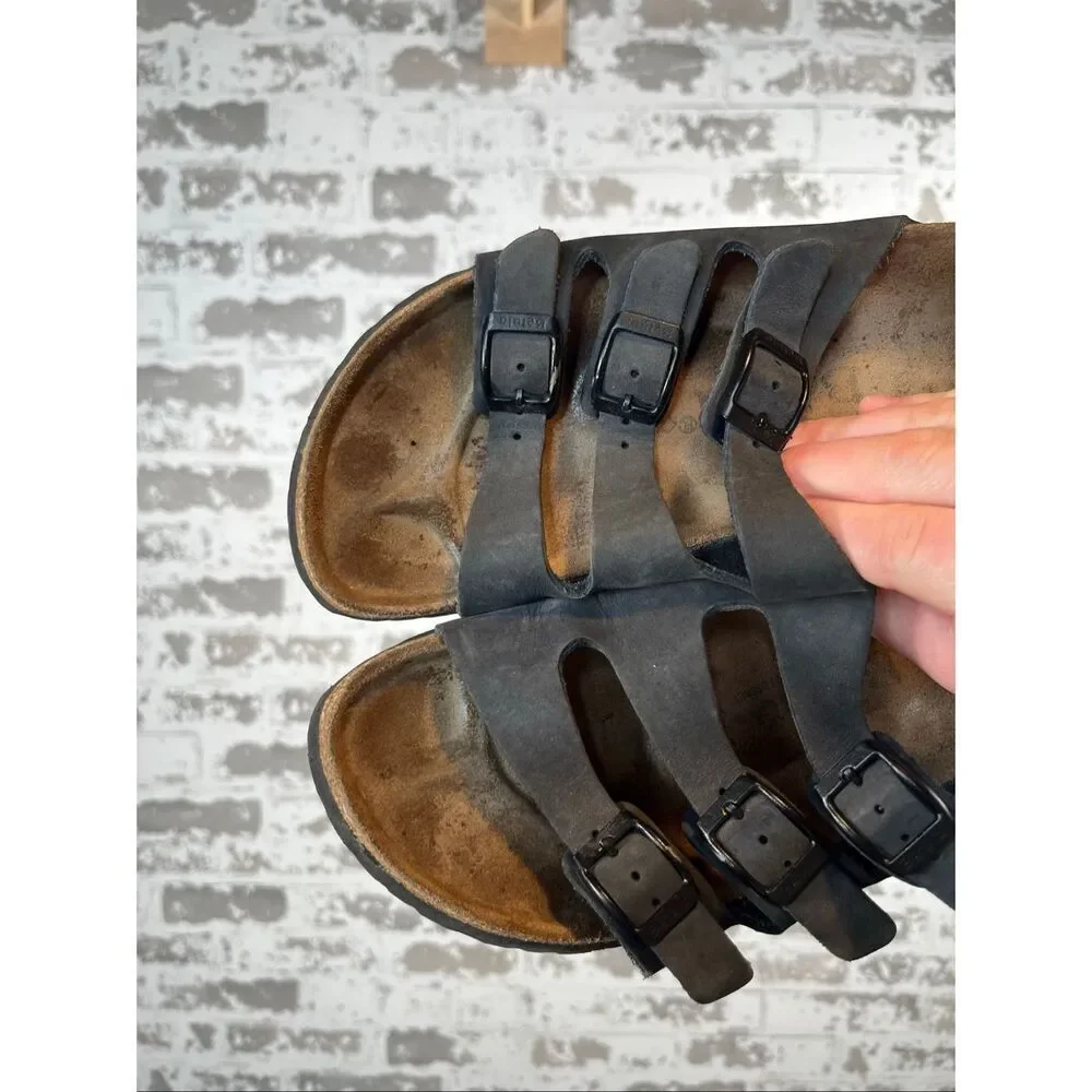 Betula Birkenstocks | women black leather 3 strap sandals size 38